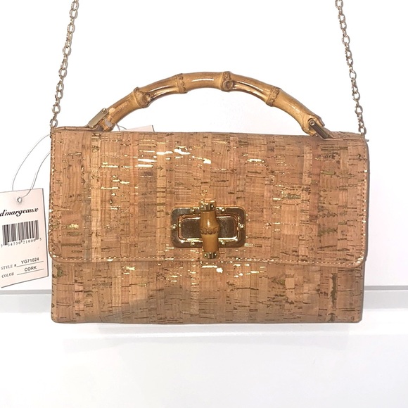 D’Margeaux Handbags - D’Margeaux Cork Crossbody with Bamboo Handle